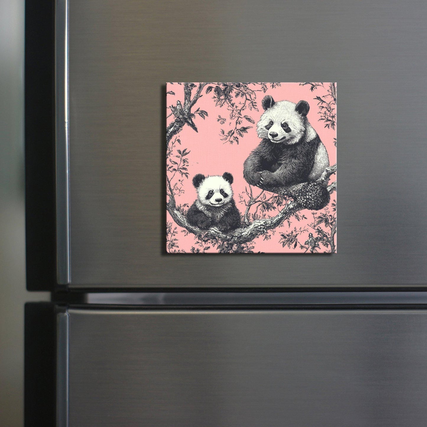 Pink Toile Pandas Fridge Magnet 2-inch Strong Refrigerator Magnet Kitchen Decor Dopamine Ceramic Tile Art Gift for Her fridgescaping