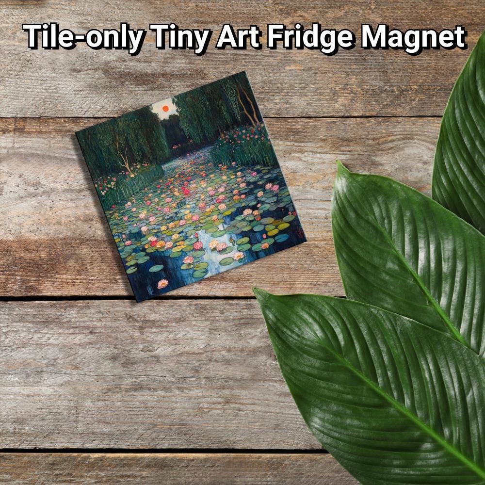 Pond with Lilies Gold Framed Refrigerator Magnet, Mini Art, Grand Millennial Style, Artful Kitchen Decor, Gift for Her fridgescaping