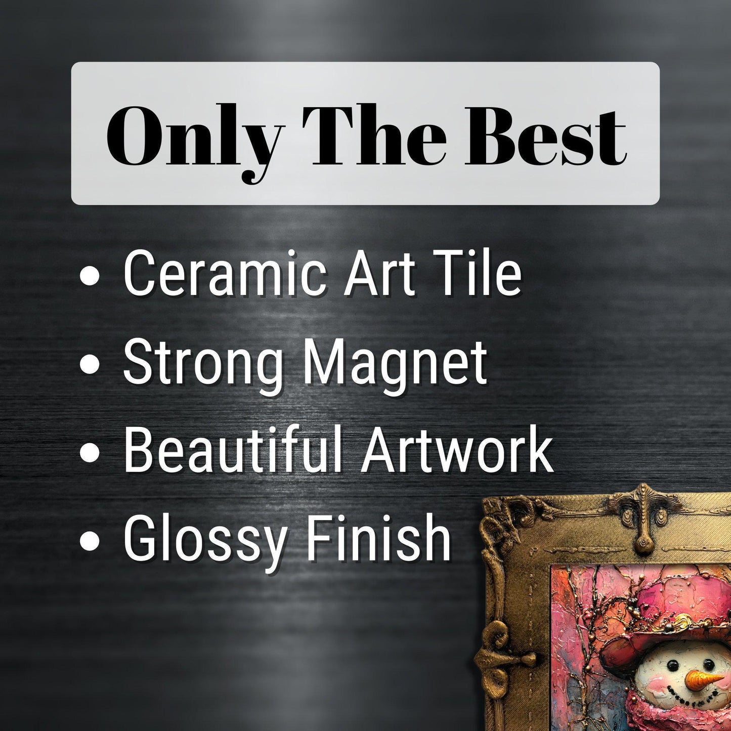 Pink Snowman Gold Framed Refrigerator Magnet, Mini Art, Grand Millennial Style, Artful Kitchen Decor, Gift for Her fridgescaping