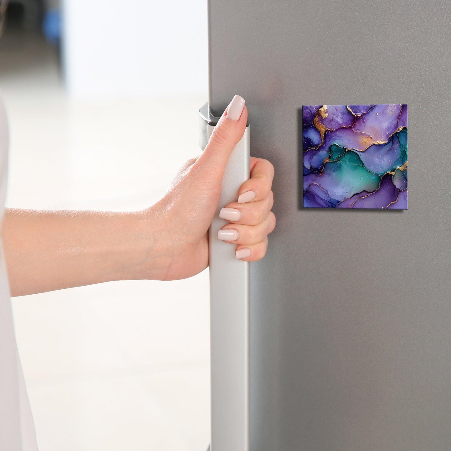 Plum purple and mint green Fridge Magnet 2-inch Strong Refrigerator Magnet Kitchen Decor Dopamine Ceramic Tile Art Gift for Her