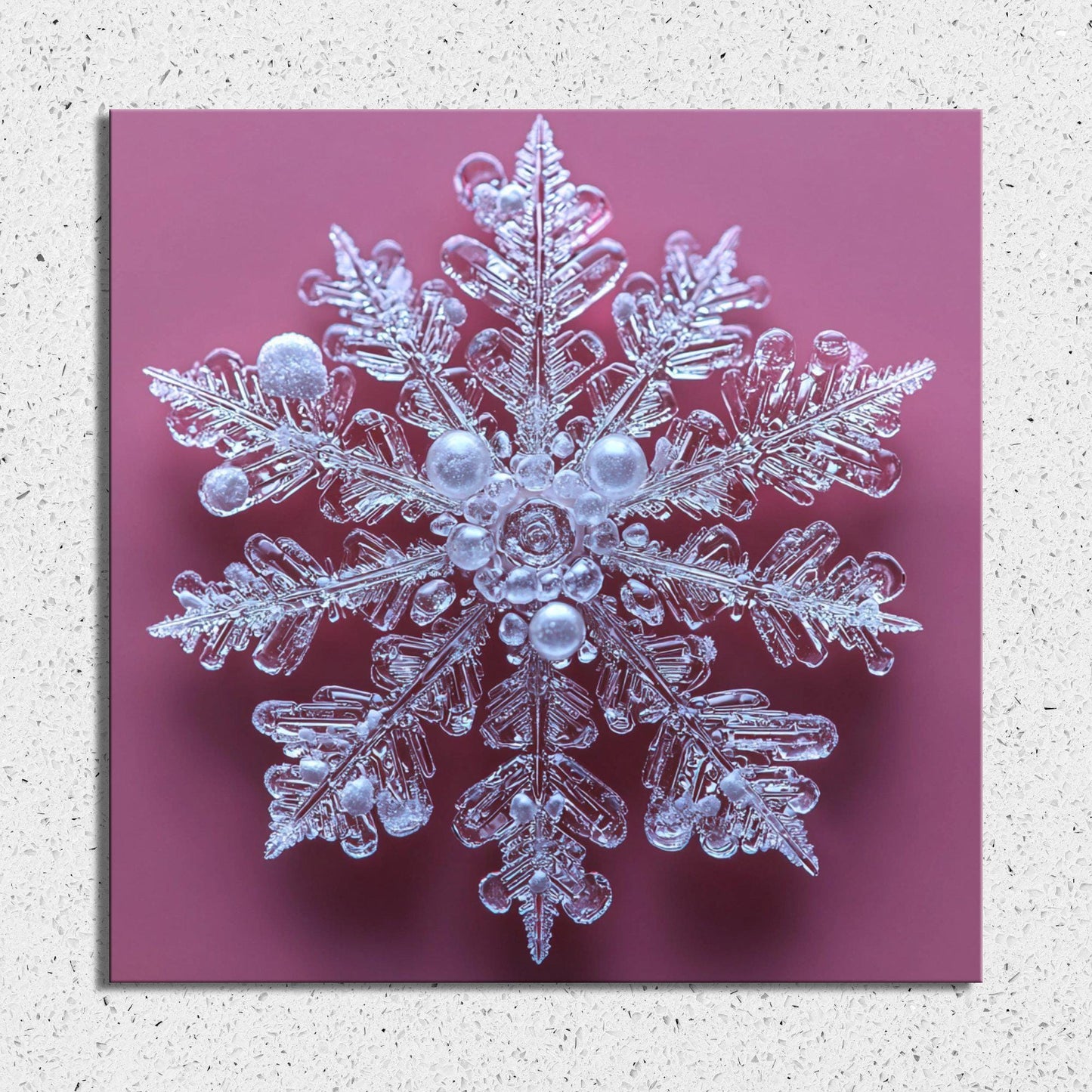 Snowflake on Pink Fridge Magnet 2-inch Strong Refrigerator Magnet Kitchen Decor Dopamine Ceramic Tile Art Gift for Her fridgescaping