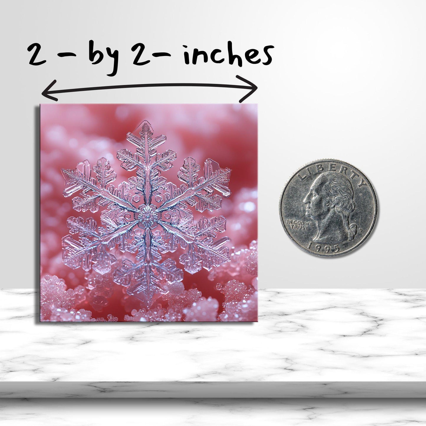 Pink Snowflake Fridge Magnet 2-inch Strong Refrigerator Magnet Kitchen Decor Dopamine Ceramic Tile Art Gift for Her fridgescaping
