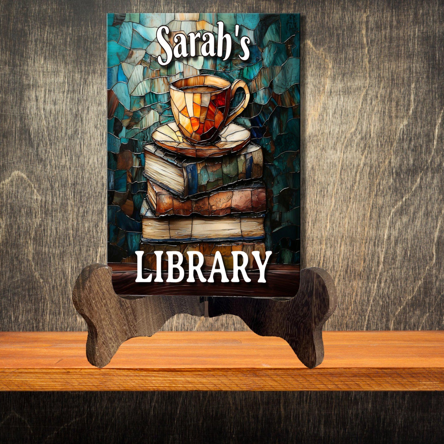 Coffee Personalized Library Sign Book Nook Coffee and Reading Gift for Book Lover Bookworm