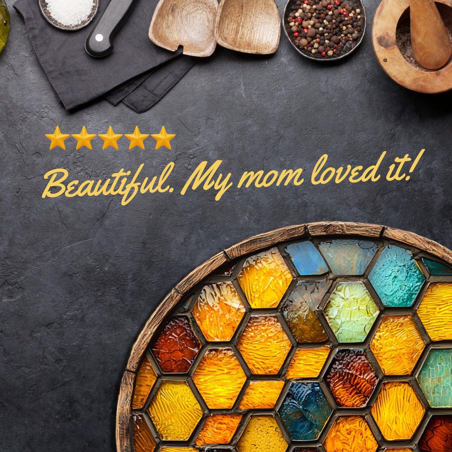 Honeycomb Glass Cutting Board Trivet Hot Plate Charcuterie Board Gift for Her Mom Christmas Housewarming