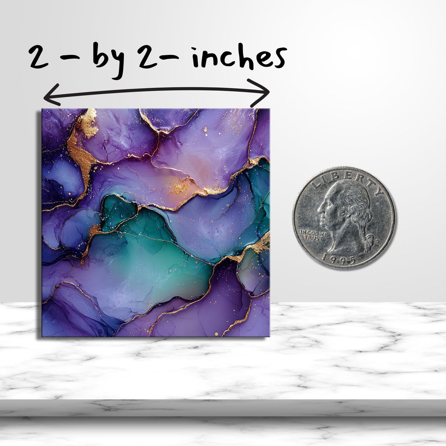 Plum purple and mint green Fridge Magnet 2-inch Strong Refrigerator Magnet Kitchen Decor Dopamine Ceramic Tile Art Gift for Her