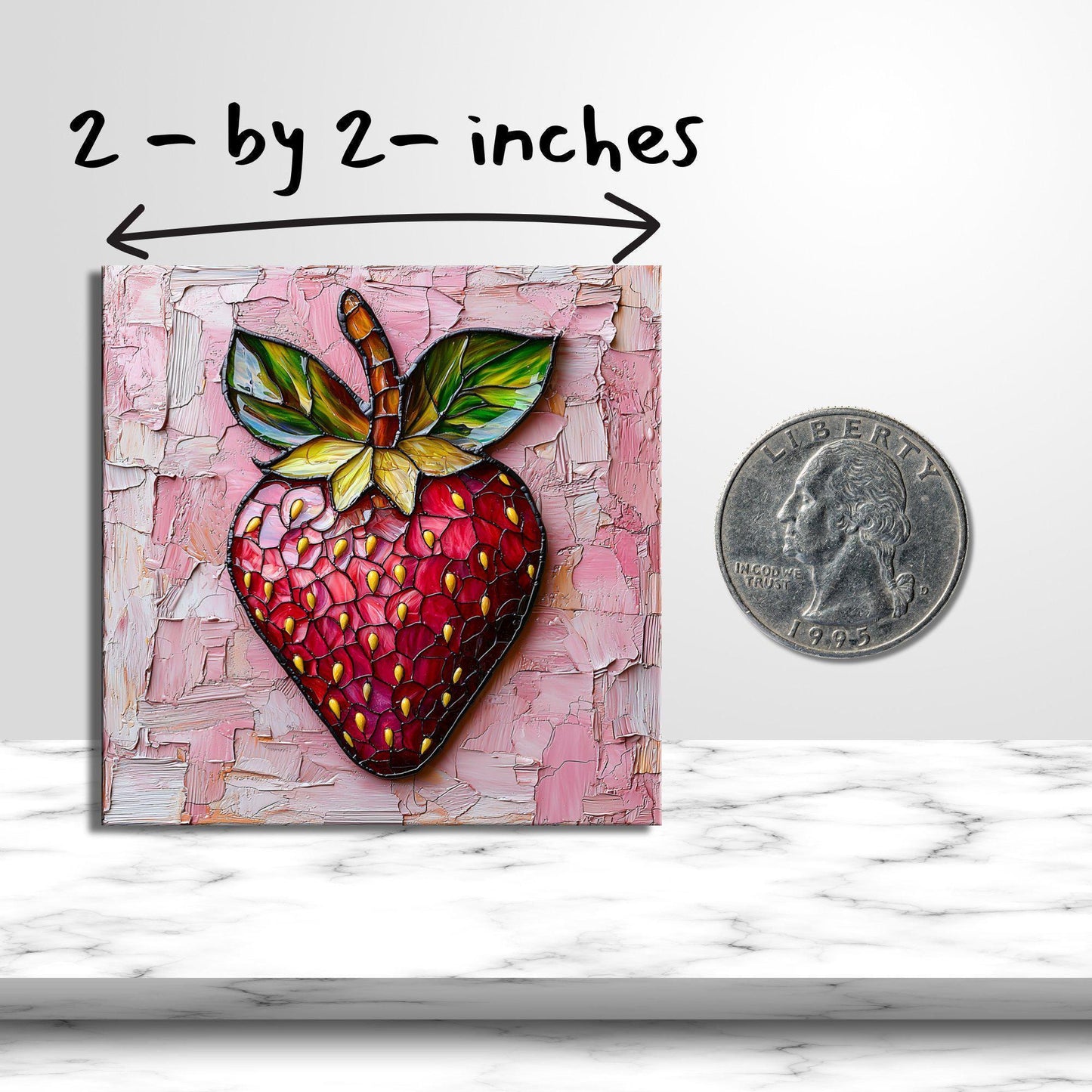 Pink Strawberry Fridge Magnet 2-inch Strong Refrigerator Magnet Kitchen Decor Dopamine Ceramic Tile Art Gift for Her fridgescaping
