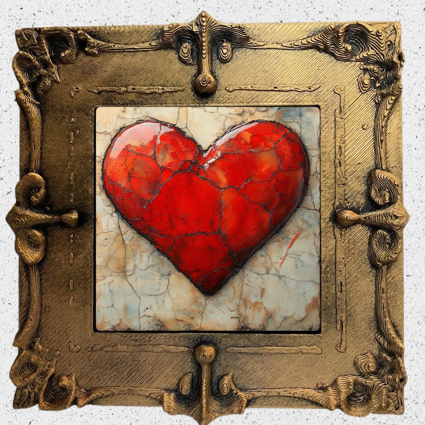 Heart Gold Framed Refrigerator Magnet, Mini Art, Grand Millennial Style, Artful Kitchen Decor, Gift for Her fridgescaping