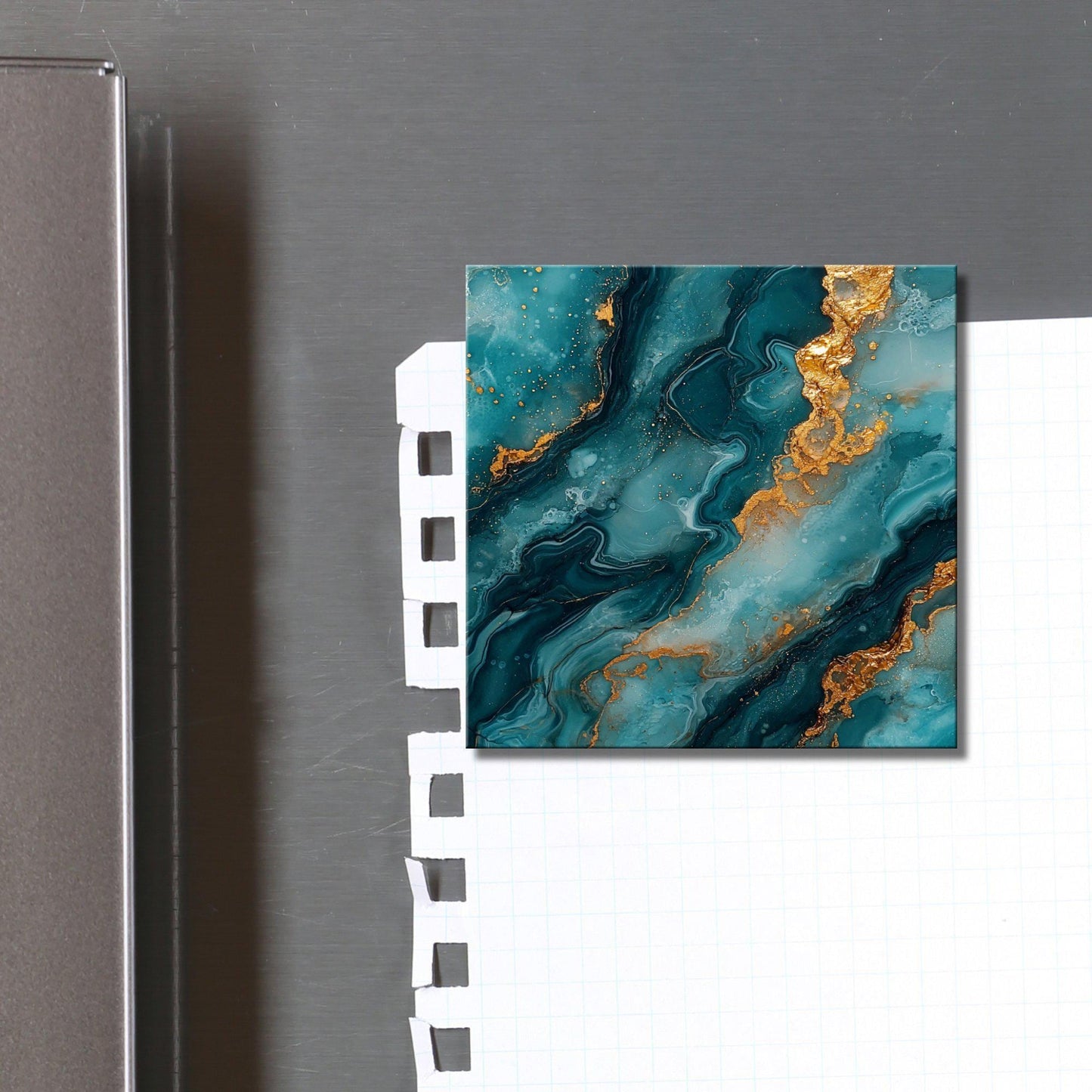 Turquoise and copper Fridge Magnet 2-inch Strong Refrigerator Magnet Kitchen Decor Dopamine Ceramic Tile Art Gift for Her fridgescaping