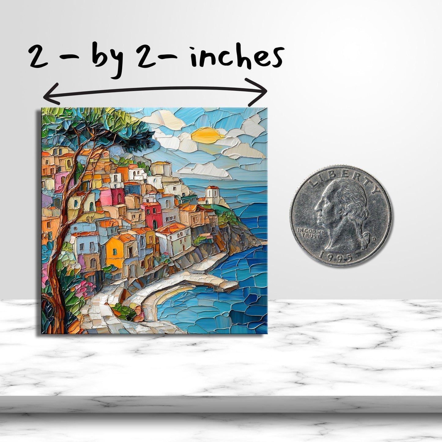 Positano Italy Gold Framed Refrigerator Magnet, Mini Art, Grand Millennial Style, Artful Kitchen Decor, Gift for Her fridgescaping