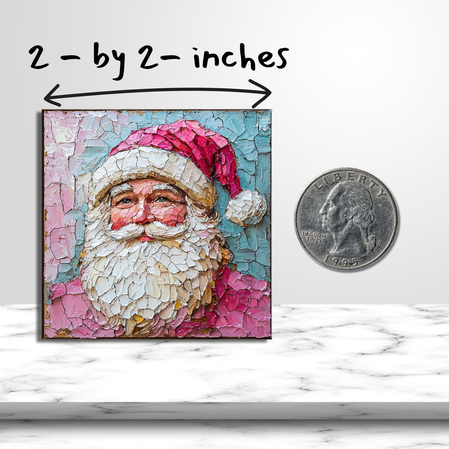 Pink Santa Claus Fridge Magnet 2-inch Strong Refrigerator Magnet Kitchen Decor Dopamine Ceramic Tile Art Gift for Her fridgescaping