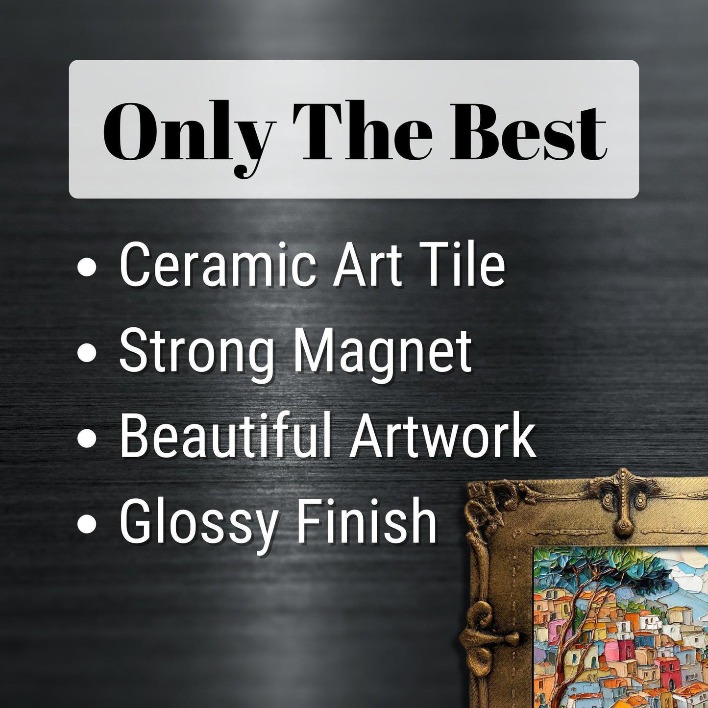 Positano Italy Gold Framed Refrigerator Magnet, Mini Art, Grand Millennial Style, Artful Kitchen Decor, Gift for Her fridgescaping