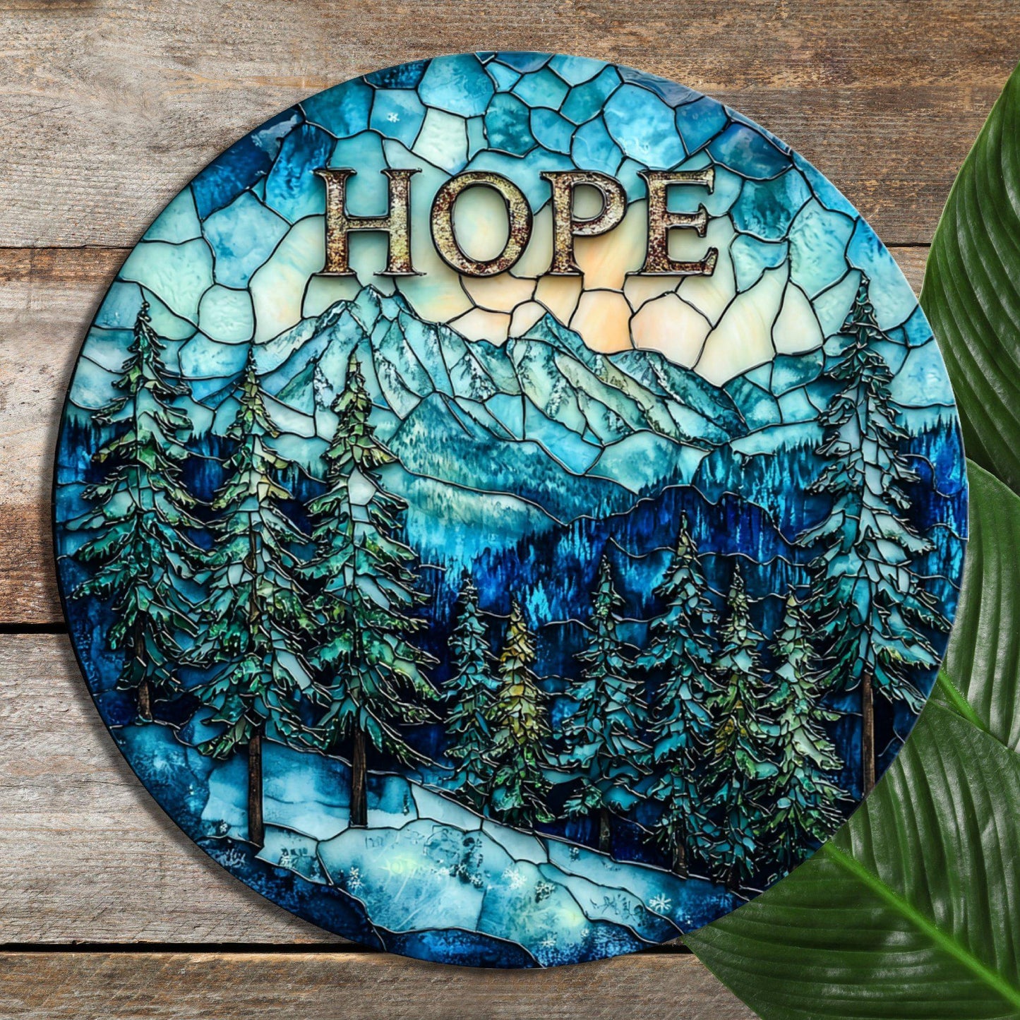 Hope in the Foothills Glass Cutting Board 8-inch Round Trivet Charcuterie Board Gift for Her Mom Kitchen Decor