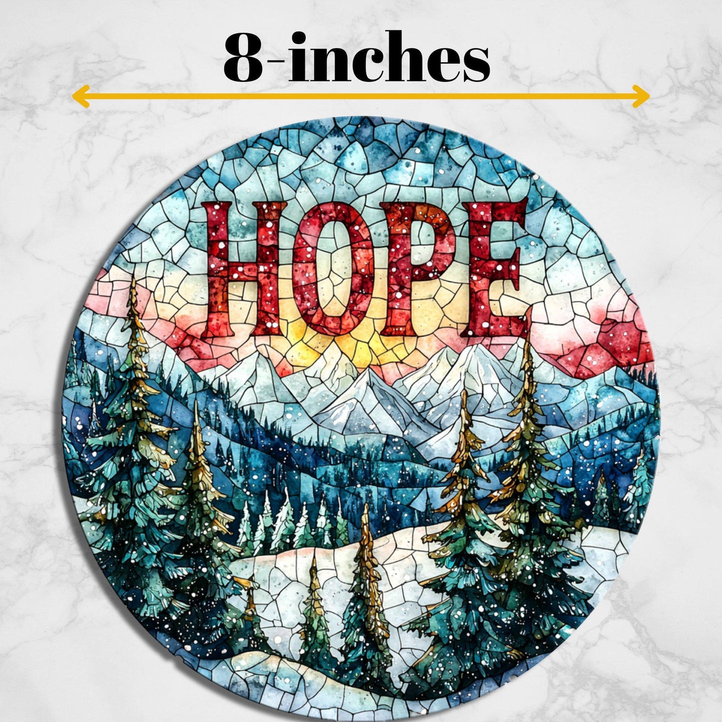 Hope Mountains Glass Cutting Board 8-inch Round Trivet Charcuterie Board Gift for Her Mom Kitchen Decor