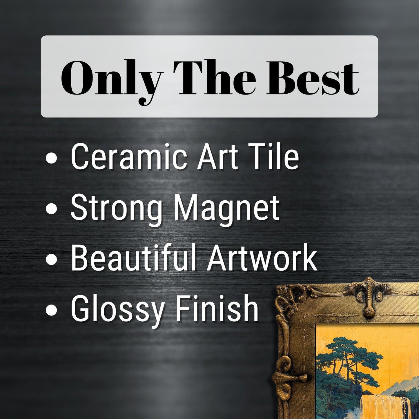 Hokisai Ukiyo Gold Framed Refrigerator Magnet, Mini Art, Grand Millennial Style, Artful Kitchen Decor, Gift for Her fridgescaping