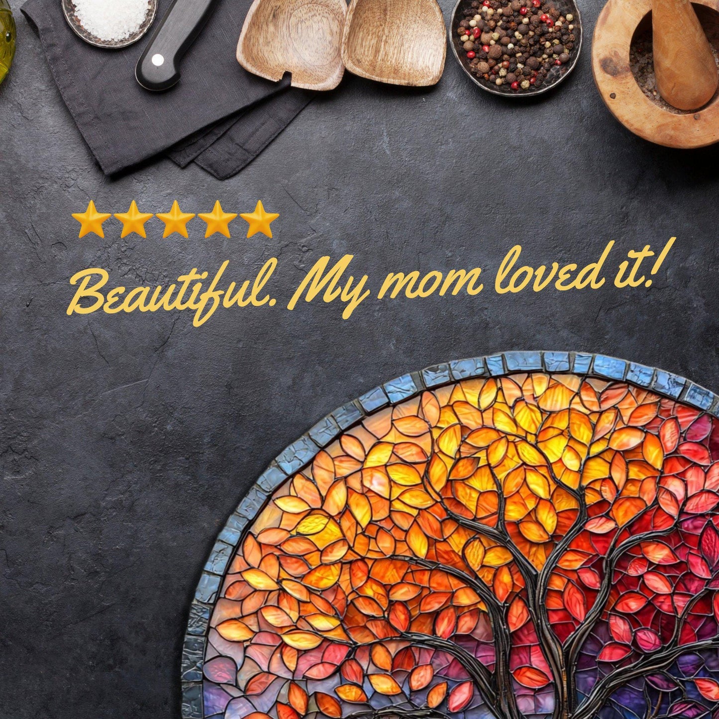Tree of Life Glass Cutting Board Trivet Hot Plate Charcuterie Board Gift for Her Mom Christmas Housewarming