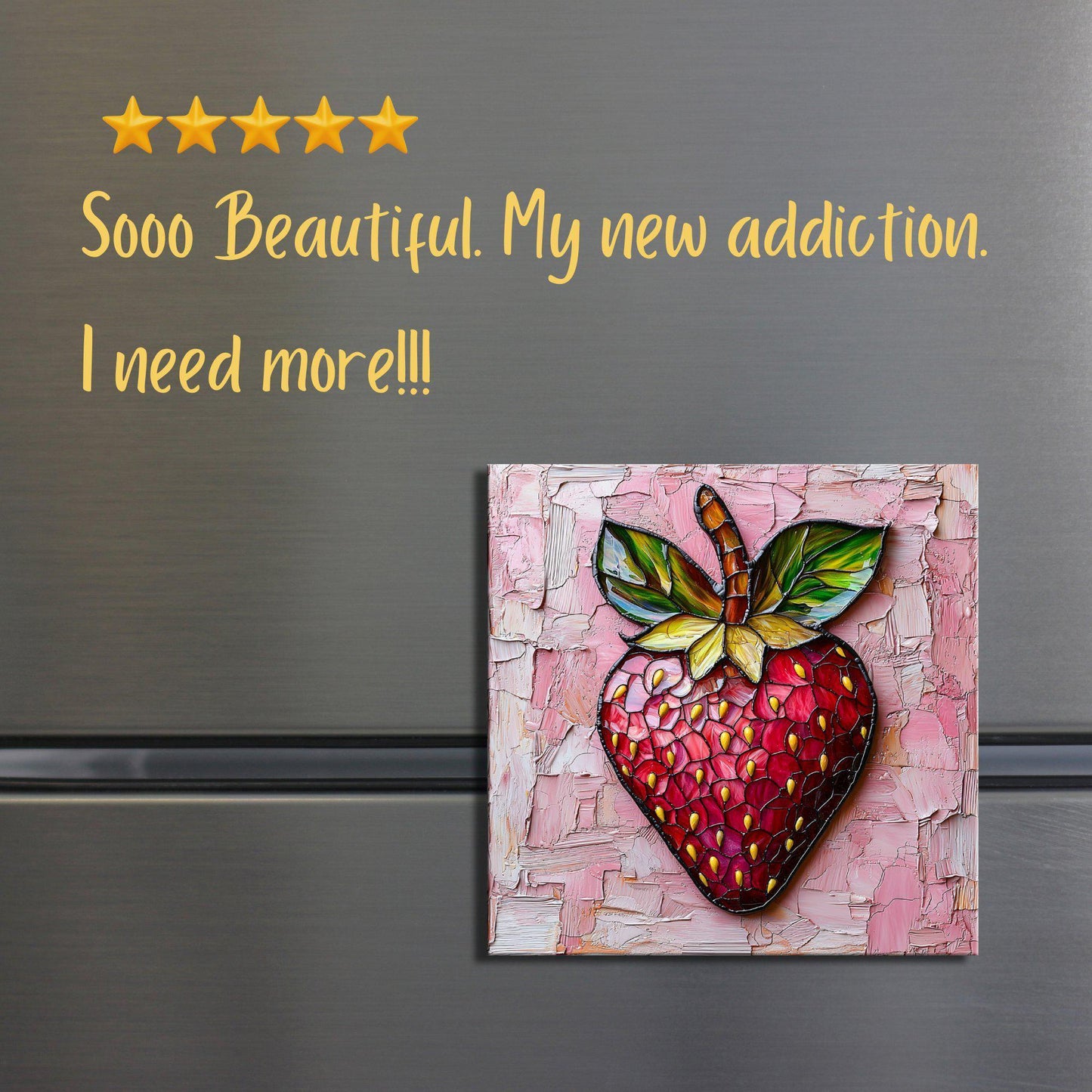 Pink Strawberry Fridge Magnet 2-inch Strong Refrigerator Magnet Kitchen Decor Dopamine Ceramic Tile Art Gift for Her fridgescaping