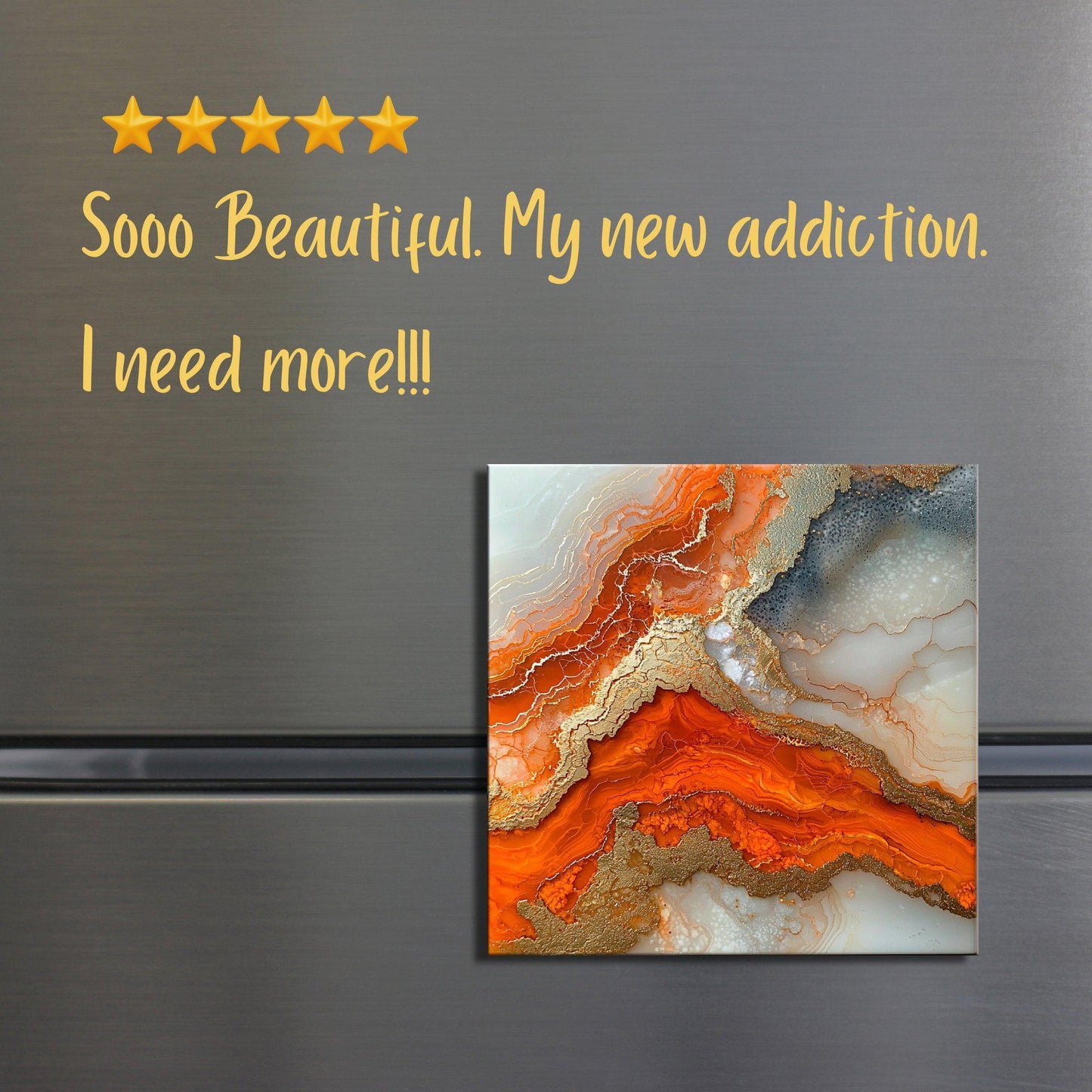 Burnt orange and cream Fridge Magnet 2-inch Strong Refrigerator Magnet Kitchen Decor Dopamine Ceramic Tile Art Gift for Her fridgescaping