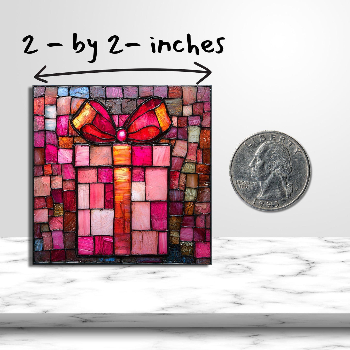 Pink Christmas Presents Fridge Magnet 2-inch Strong Refrigerator Magnet Kitchen Decor Dopamine Ceramic Tile Art Gift for Her fridgescaping