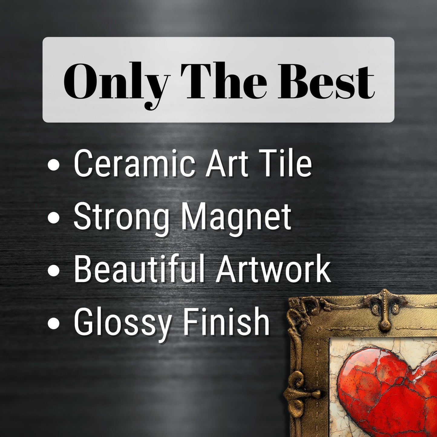 Heart Gold Framed Refrigerator Magnet, Mini Art, Grand Millennial Style, Artful Kitchen Decor, Gift for Her fridgescaping