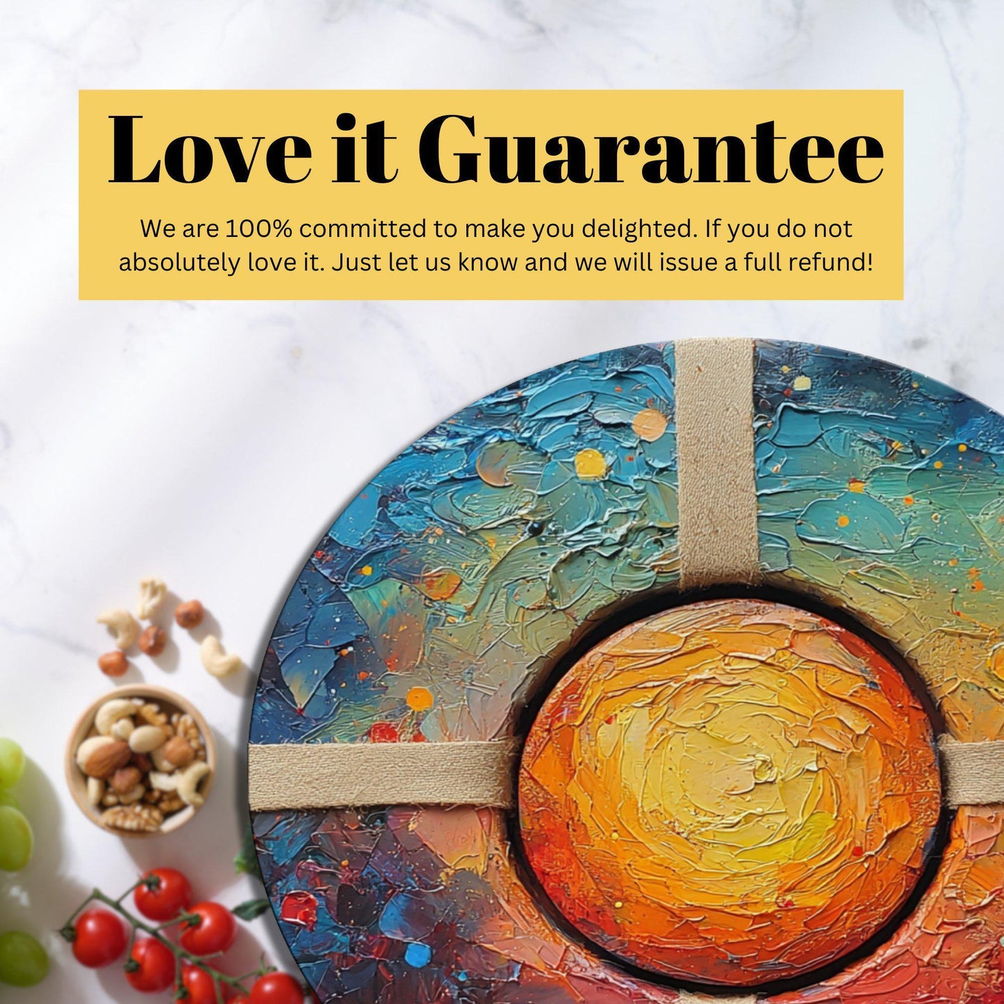 Galactic Wrap Package Glass Cutting Board 8-inch Round Trivet Charcuterie Board Gift for Her Mom Kitchen Decor