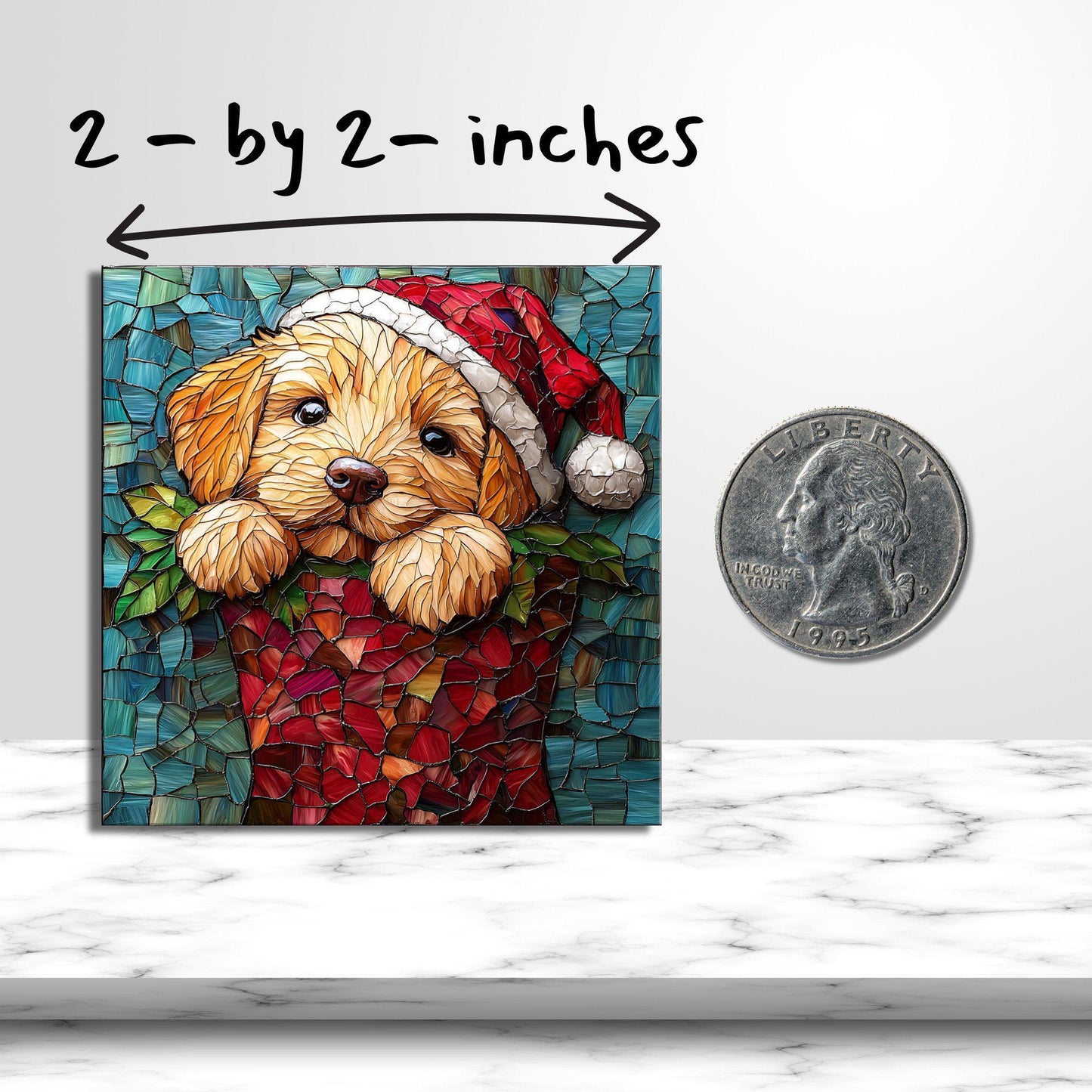 Golden Retriever Puppy Stocking Stuffer Fridge Magnet 2-inch Strong Refrigerator Magnet Kitchen Decor Dopamine Ceramic Tile Art