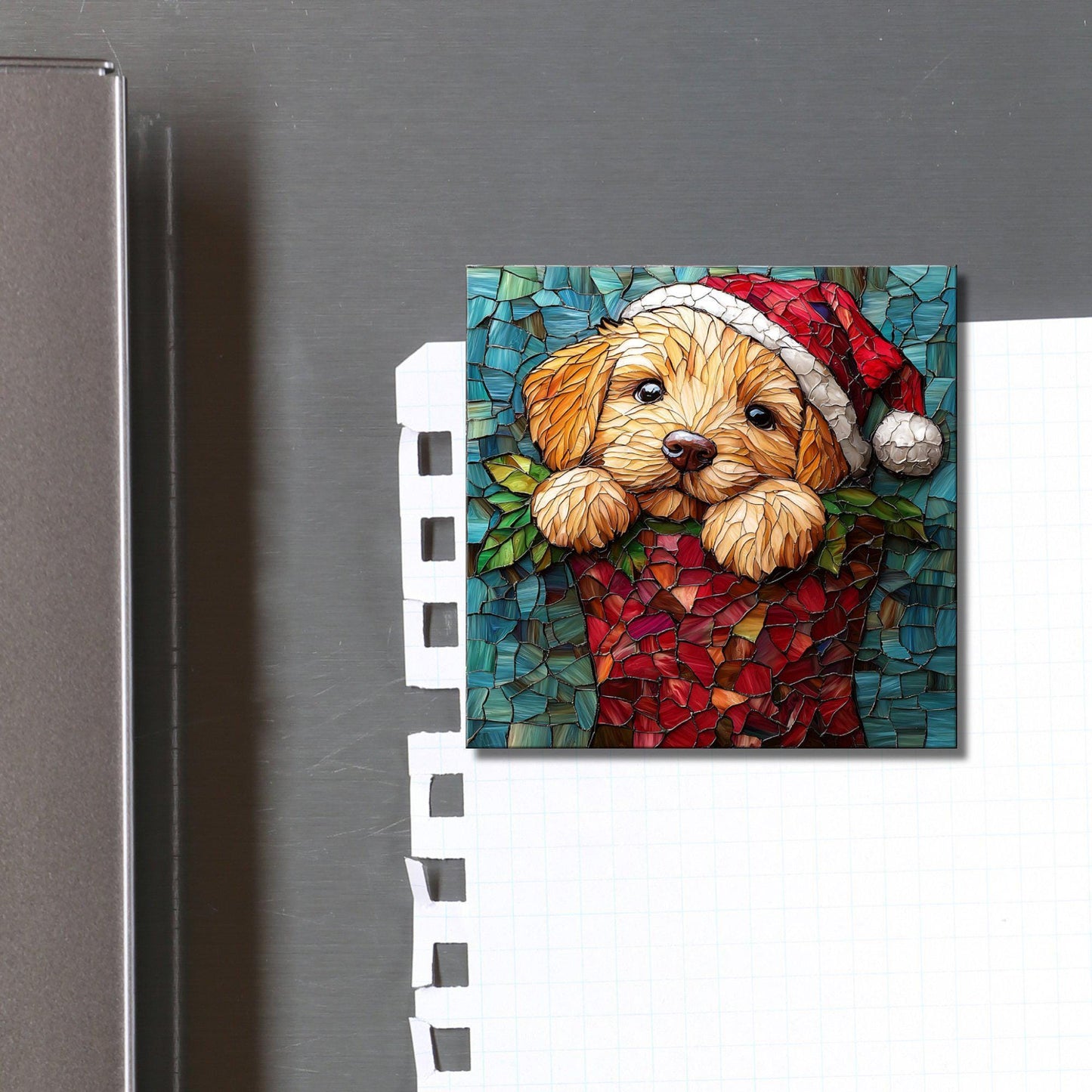 Golden Retriever Puppy Stocking Stuffer Fridge Magnet 2-inch Strong Refrigerator Magnet Kitchen Decor Dopamine Ceramic Tile Art