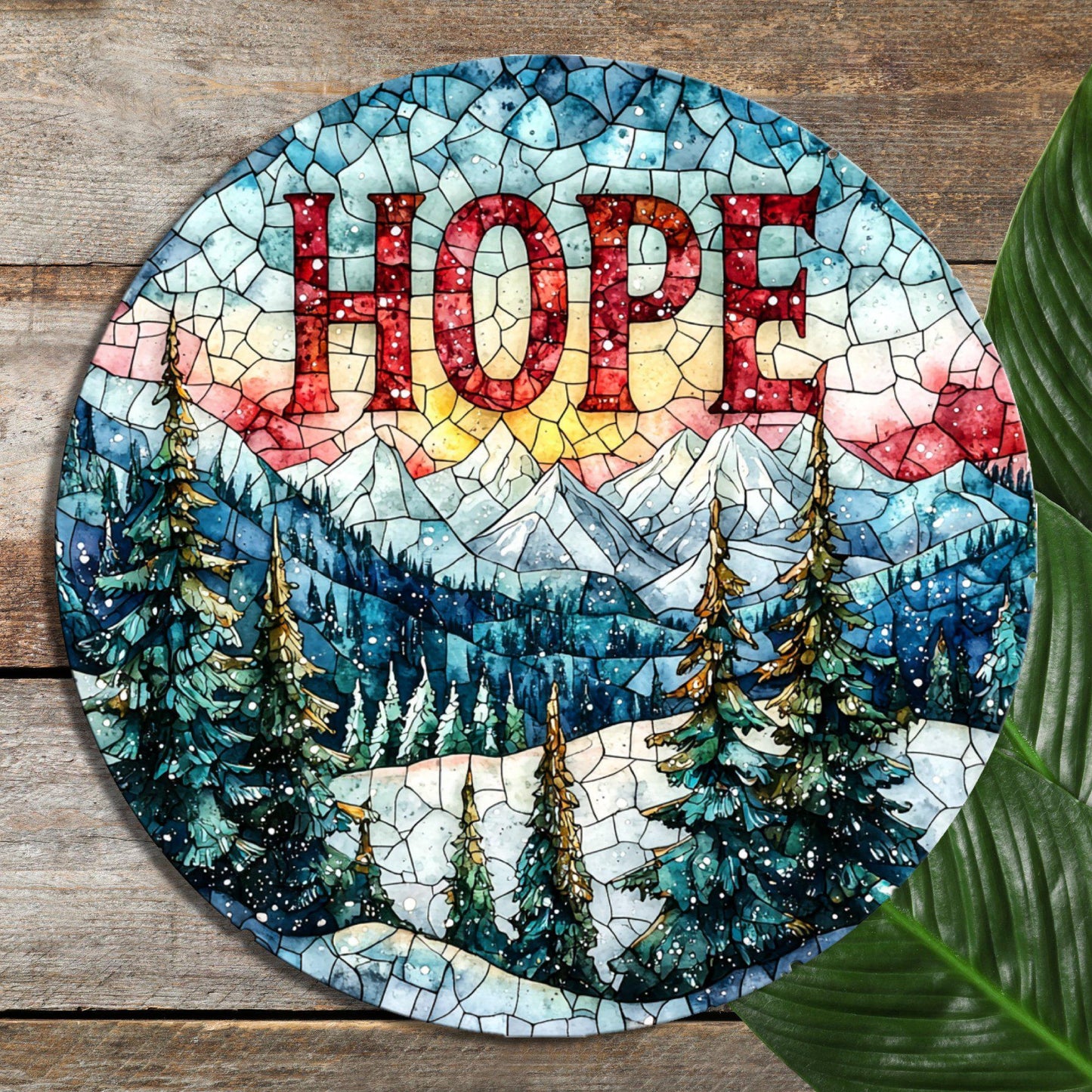 Hope Mountains Glass Cutting Board 8-inch Round Trivet Charcuterie Board Gift for Her Mom Kitchen Decor