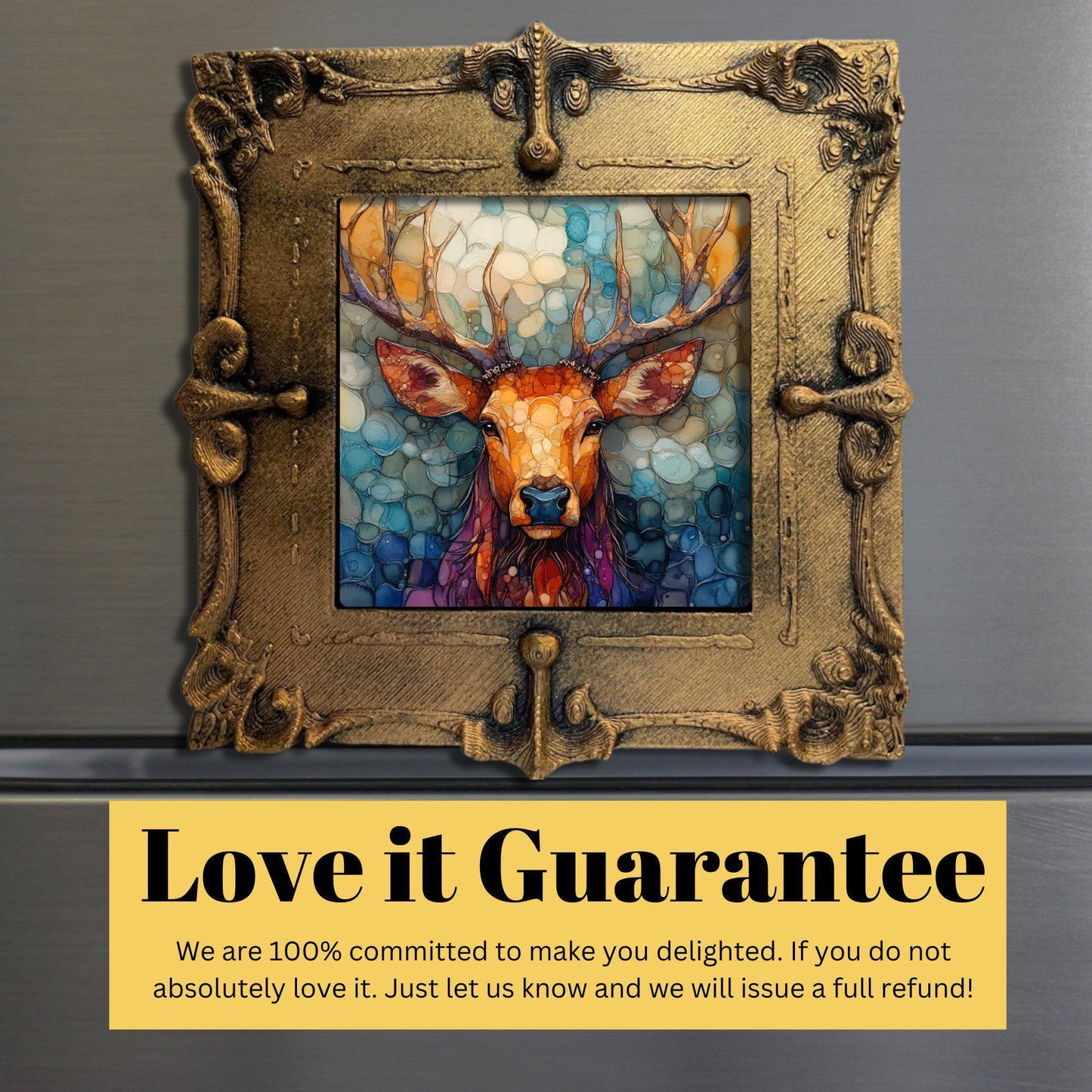 Tonal Elk Gold Framed Refrigerator Magnet, Mini Art, Grand Millennial Style, Artful Kitchen Decor, Gift for Her fridgescaping
