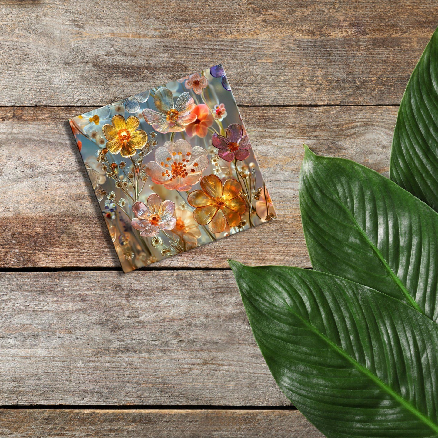 Pressed Flowers in Resin Fridge Magnet 2-inch Strong Refrigerator Magnet Kitchen Decor Dopamine Ceramic Tile Art Gift for Her fridgescaping