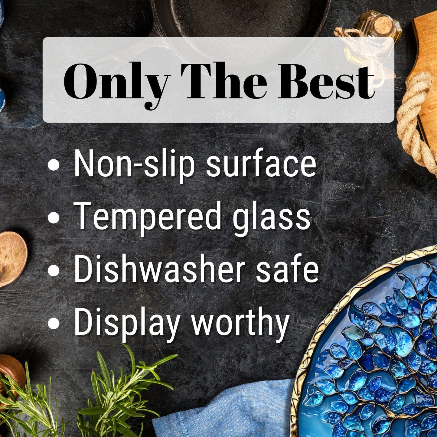 Tree of Life Blue Resin Glass Cutting Board Trivet Hot Plate Charcuterie Board Gift for Her Mom Christmas Housewarming