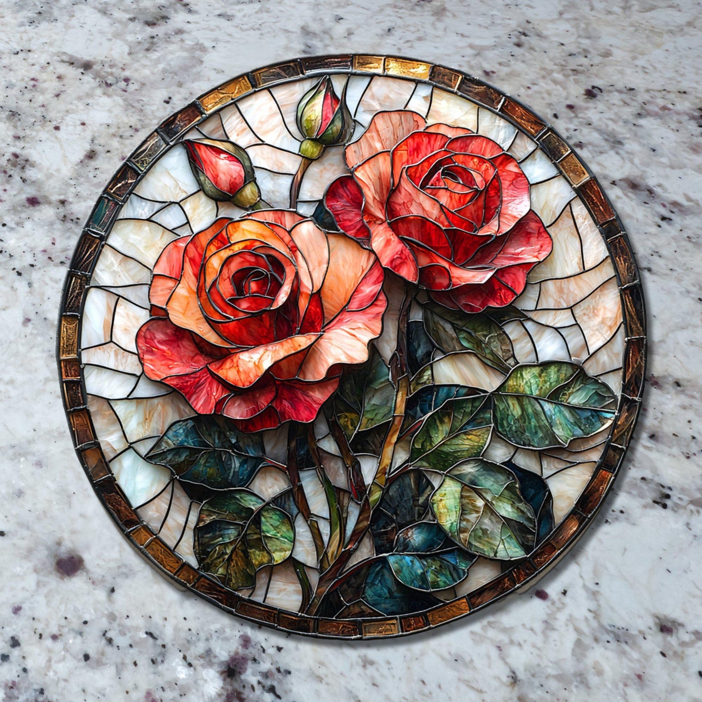 Roses Glass Cutting Board Trivet Hot Plate Charcuterie Board Gift for Her Mom Christmas Housewarming