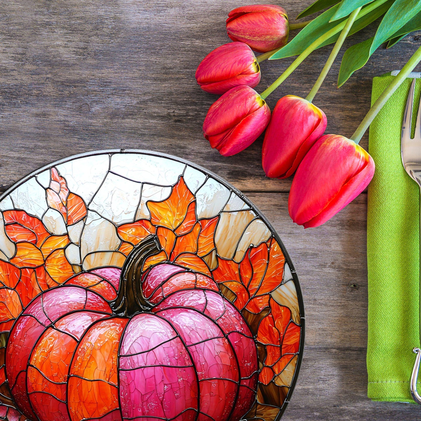 Pink Orange Pumpkin Glass Cutting Board Trivet Hot Plate Charcuterie Board Gift for Her Mom Christmas Housewarming