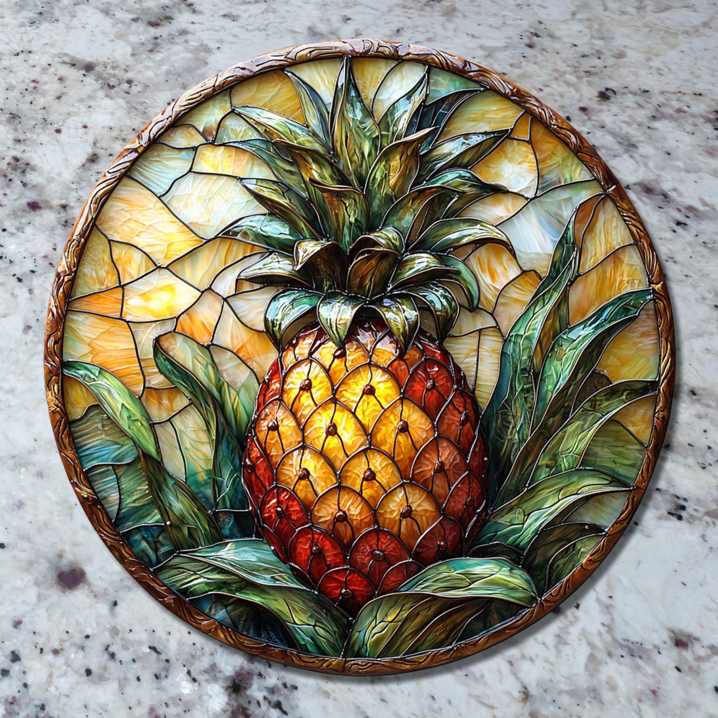 Pineapple Glass Cutting Board Trivet Hot Plate Charcuterie Board Gift for Her Mom Christmas Housewarming