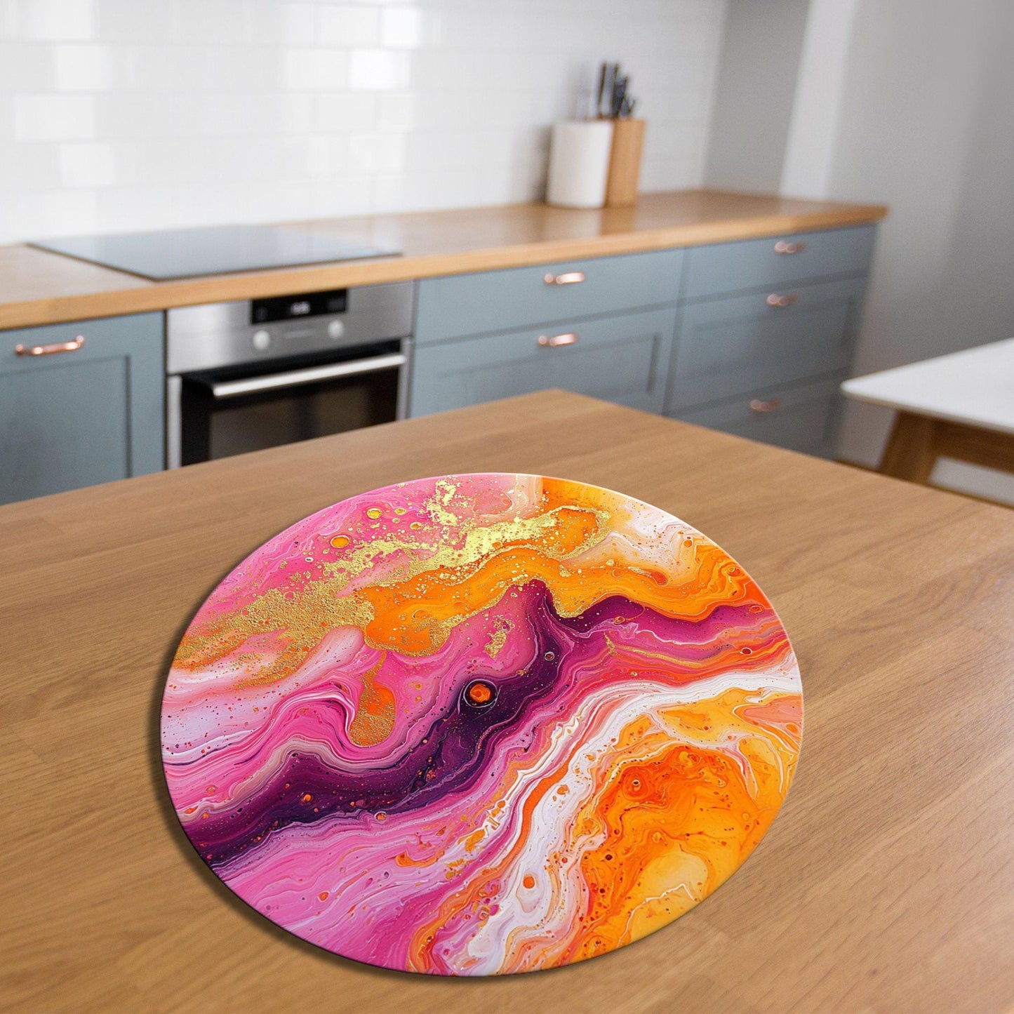 Pink Orange Marble Glass Cutting Board Trivet Hot Plate Charcuterie Board Gift for Her Mom Christmas Housewarming