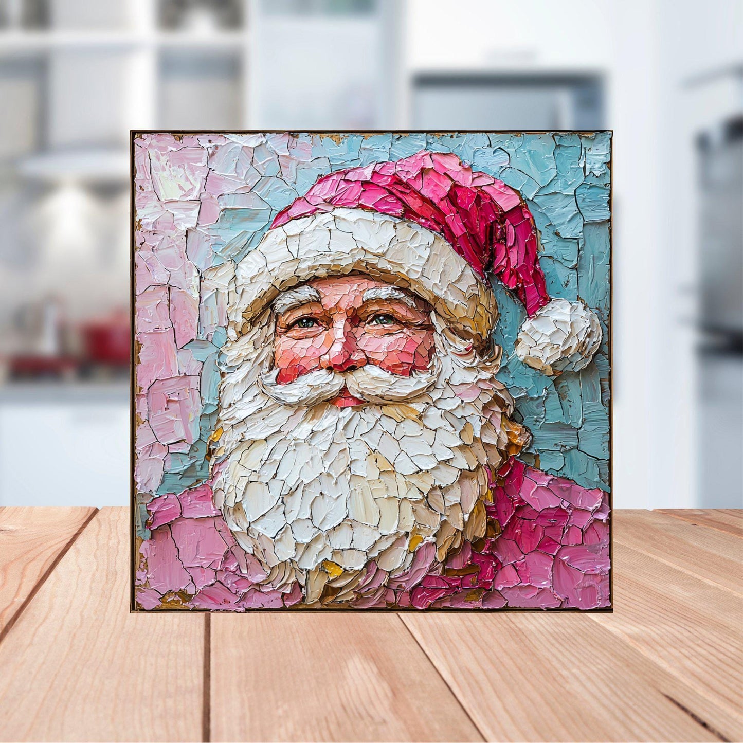 Pink Santa Claus Fridge Magnet 2-inch Strong Refrigerator Magnet Kitchen Decor Dopamine Ceramic Tile Art Gift for Her fridgescaping