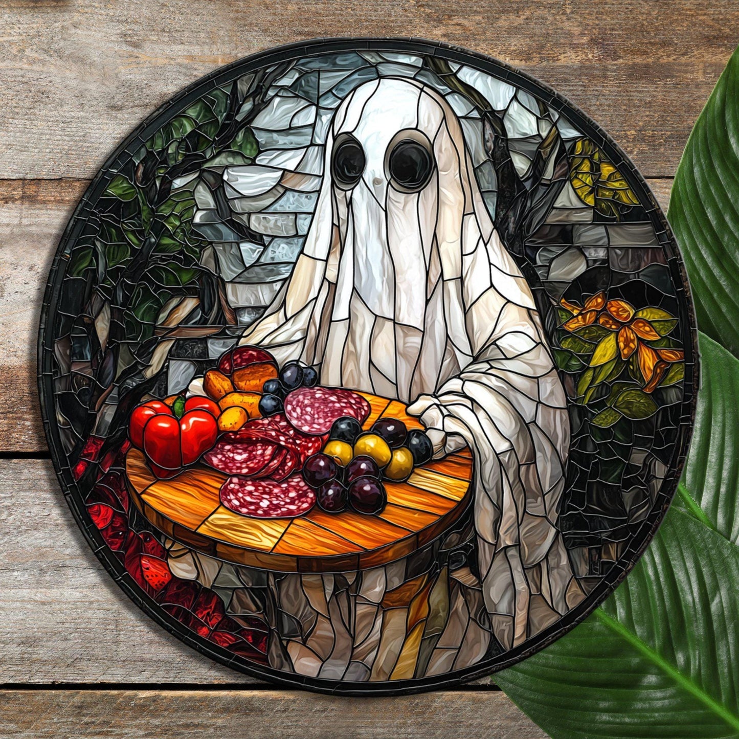 Ghost charcuterie Glass Cutting Board Trivet Hot Plate Charcuterie Board Gift for Her Mom Christmas Housewarming