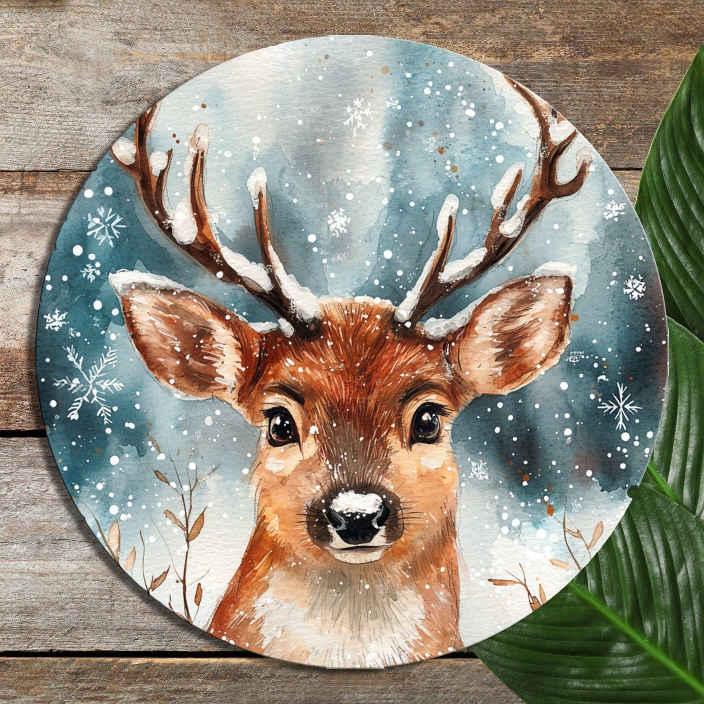 Reindeer is Friendly Glass Cutting Board 8-inch Round Trivet Charcuterie Board Gift for Her Mom Kitchen Decor