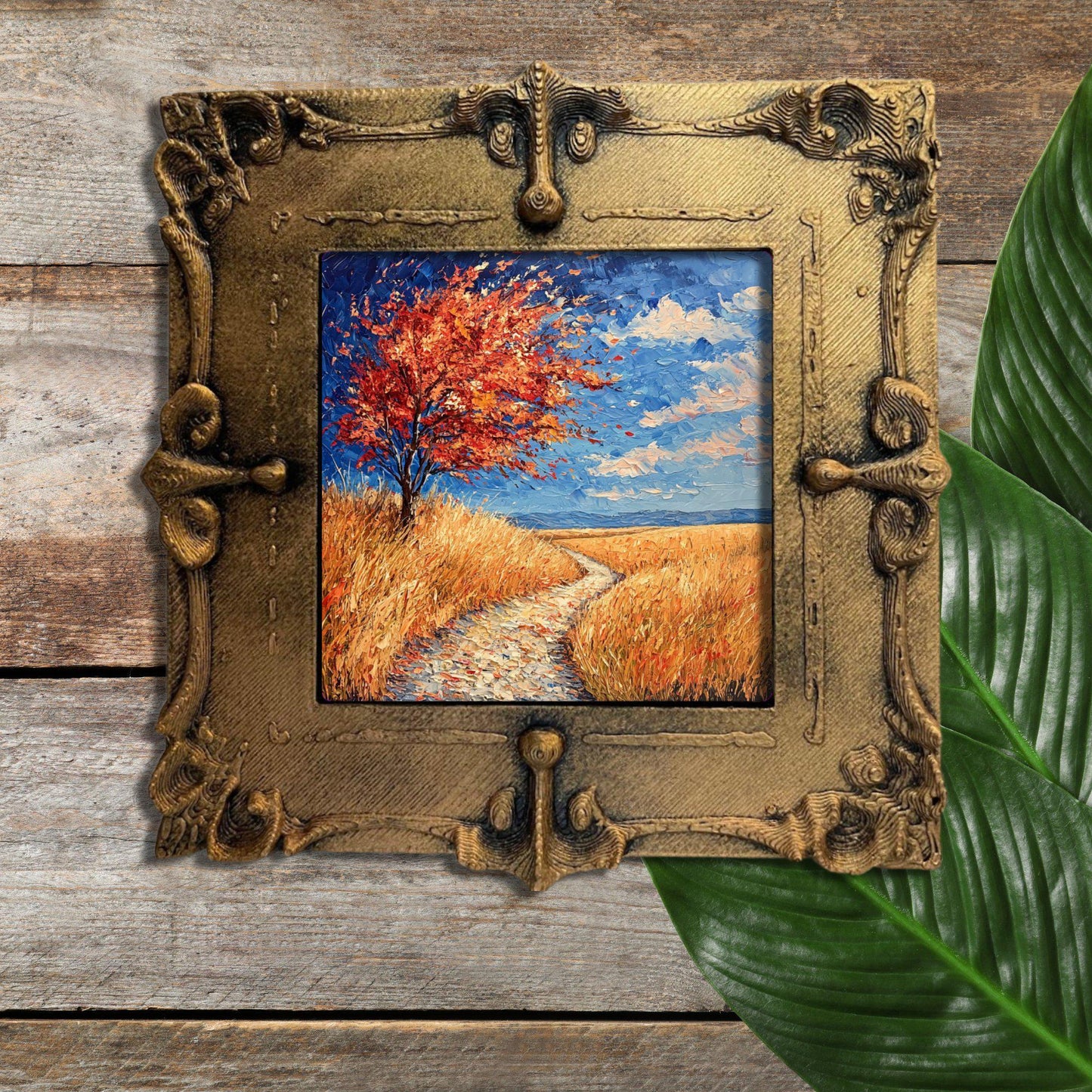 Fall Prairie Gold Framed Refrigerator Magnet, Mini Art, Grand Millennial Style, Artful Kitchen Decor, Gift for Her fridgescaping