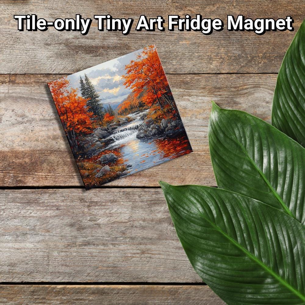 Autumn Landscape Gold Framed Refrigerator Magnet, Mini Art, Grand Millennial Style, Artful Kitchen Decor, Gift for Her fridgescaping