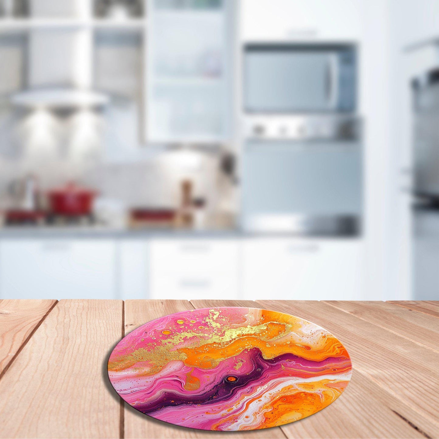 Pink Orange Marble Glass Cutting Board Trivet Hot Plate Charcuterie Board Gift for Her Mom Christmas Housewarming