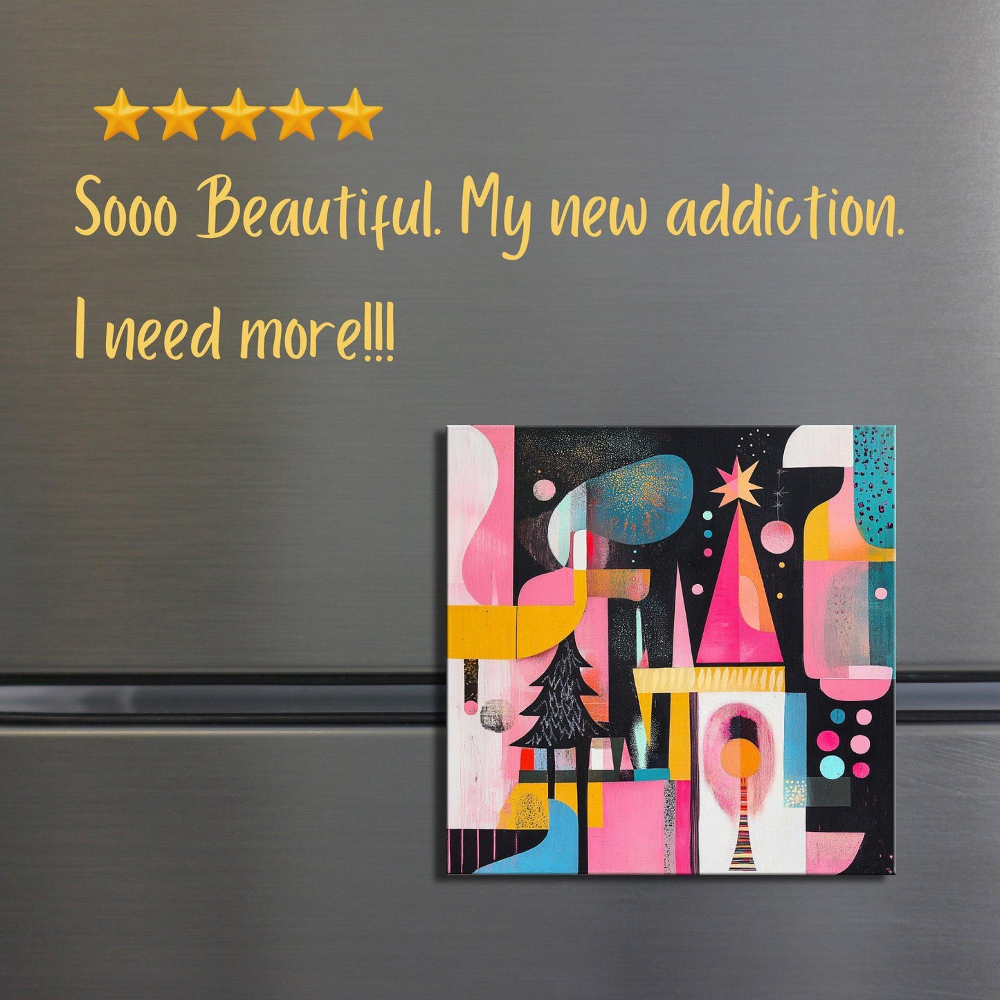 Abstract Christmas Scandinavian Fridge Magnet 2-inch Strong Refrigerator Magnet Kitchen Decor Dopamine Ceramic Tile Art Gift Her