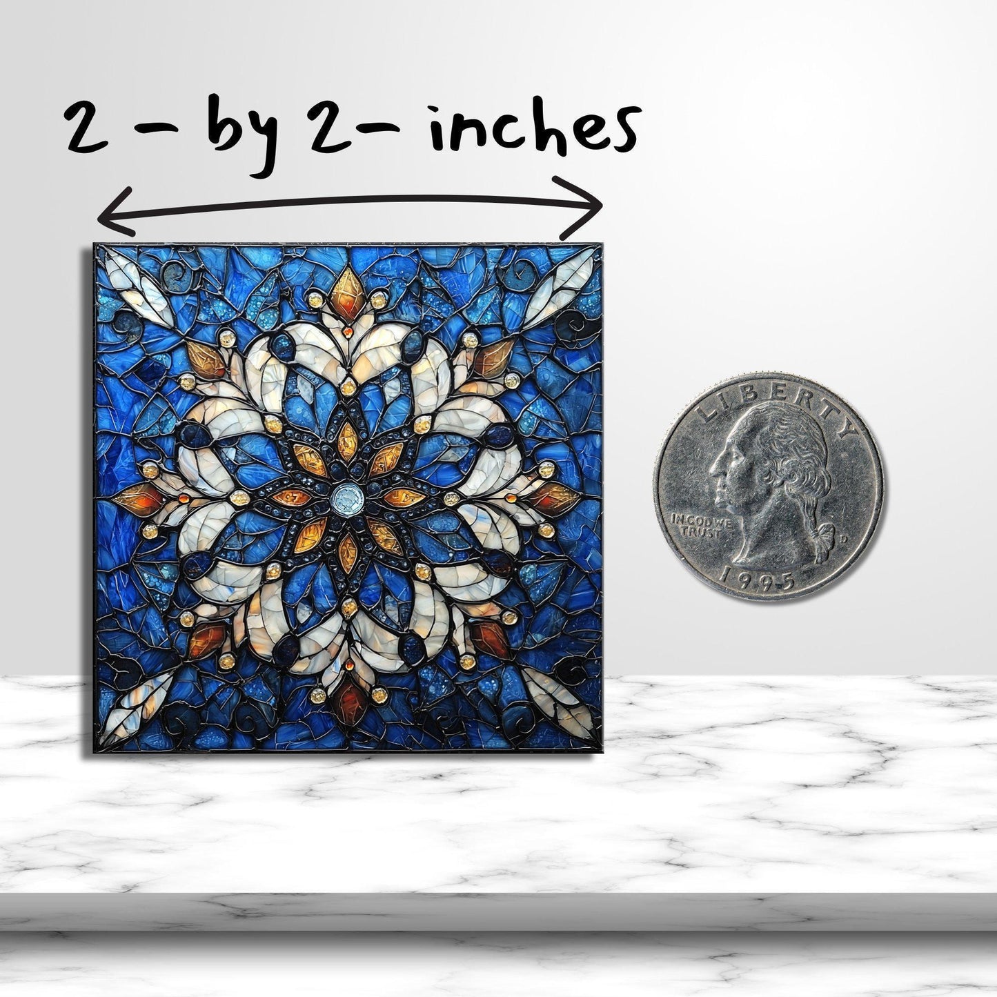 Snowflake Stained Glass Fridge Magnet 2-inch Strong Refrigerator Magnet Kitchen Decor Dopamine Ceramic Tile Art Gift for Her fridgescaping