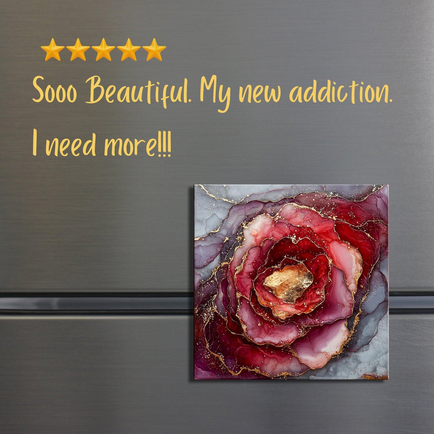 Deep burgundy and light gray Fridge Magnet 2-inch Strong Refrigerator Magnet Kitchen Decor Dopamine Ceramic Tile Art Gift for Her