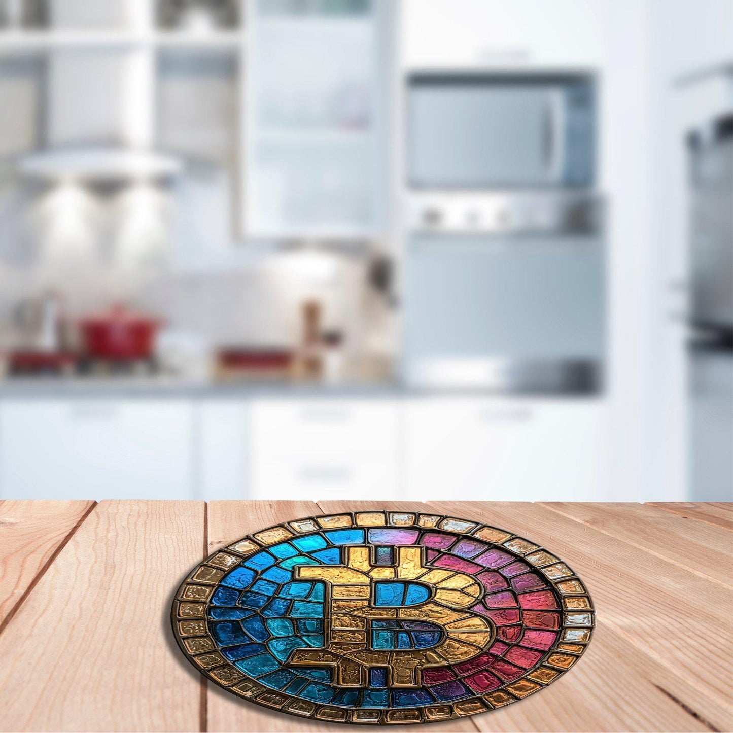 Bitcoin Glass Cutting Board 8-inch Round Trivet Charcuterie Board Gift for Her Mom Kitchen Decor