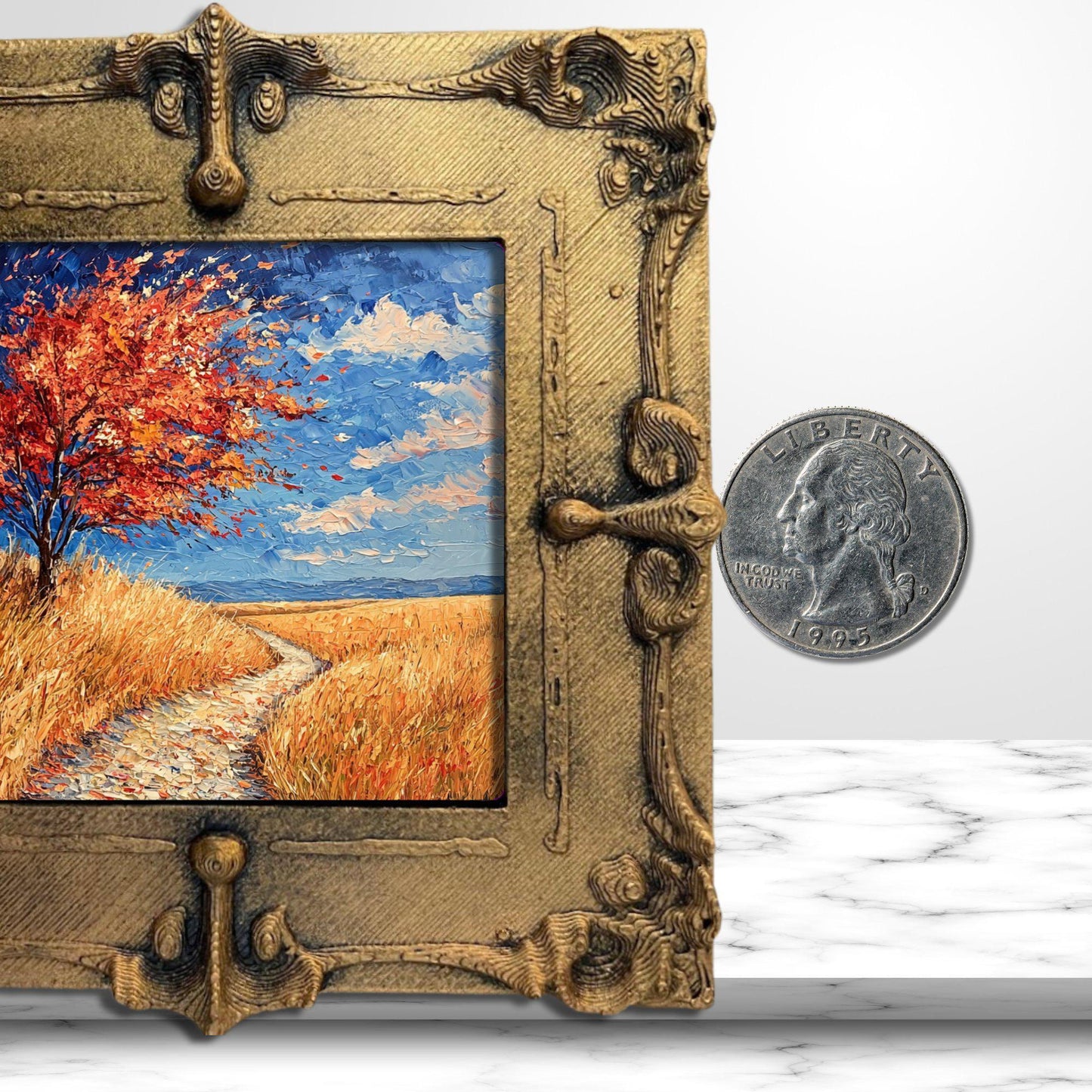 Fall Prairie Gold Framed Refrigerator Magnet, Mini Art, Grand Millennial Style, Artful Kitchen Decor, Gift for Her fridgescaping