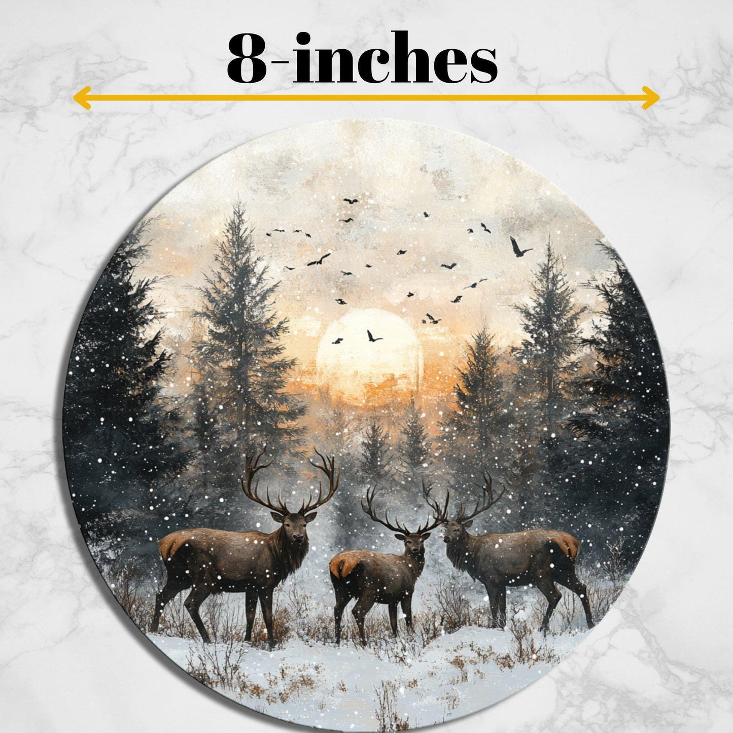 Deer in the Clearing Glass Cutting Board 8-inch Round Trivet Charcuterie Board Gift for Her Mom Kitchen Decor