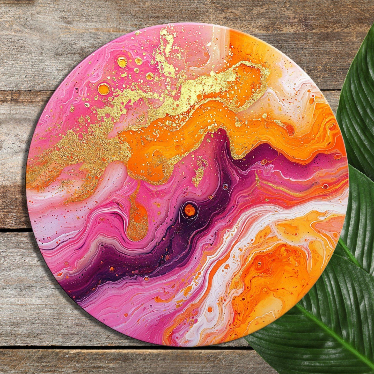 Pink Orange Marble Glass Cutting Board Trivet Hot Plate Charcuterie Board Gift for Her Mom Christmas Housewarming