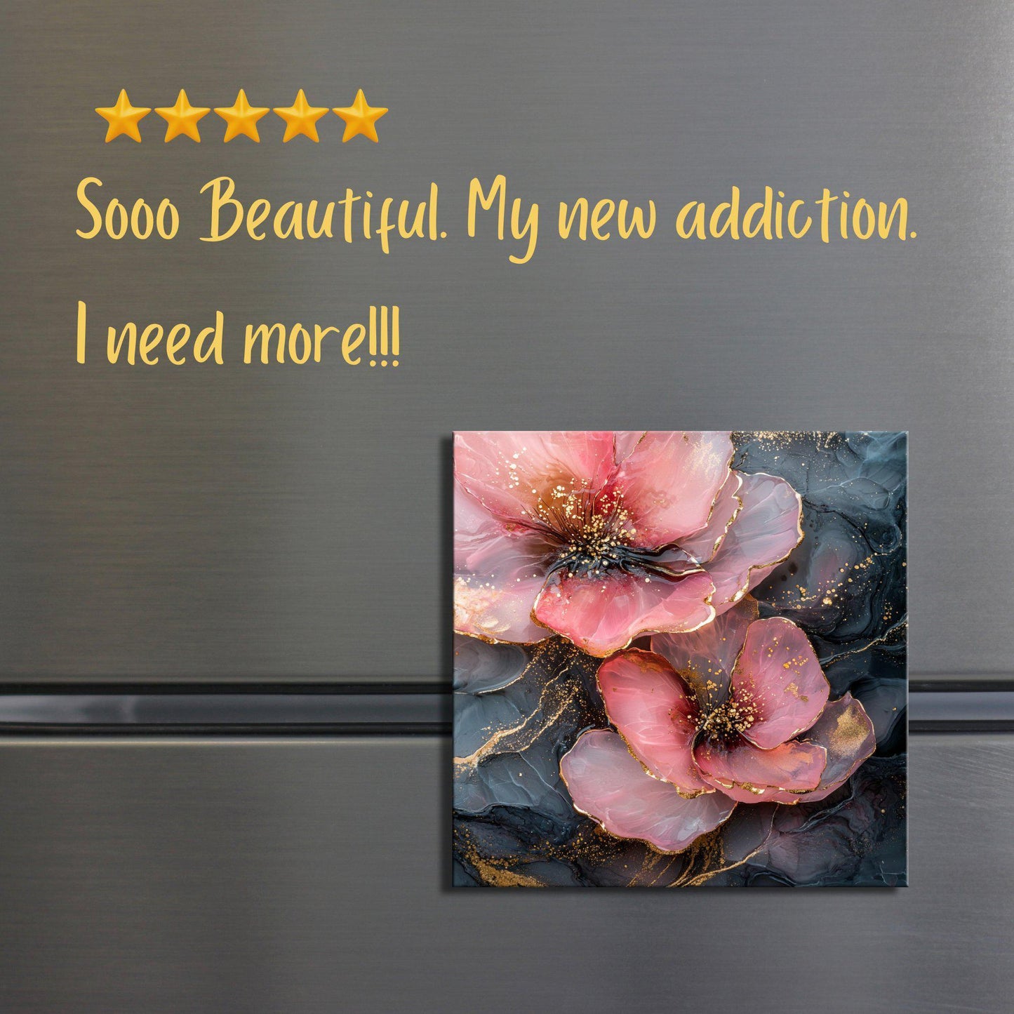 Blush Pink and Charcoal Gray Fridge Magnet 2-inch Strong Refrigerator Magnet Kitchen Decor Dopamine Ceramic Tile Art Gift for Her