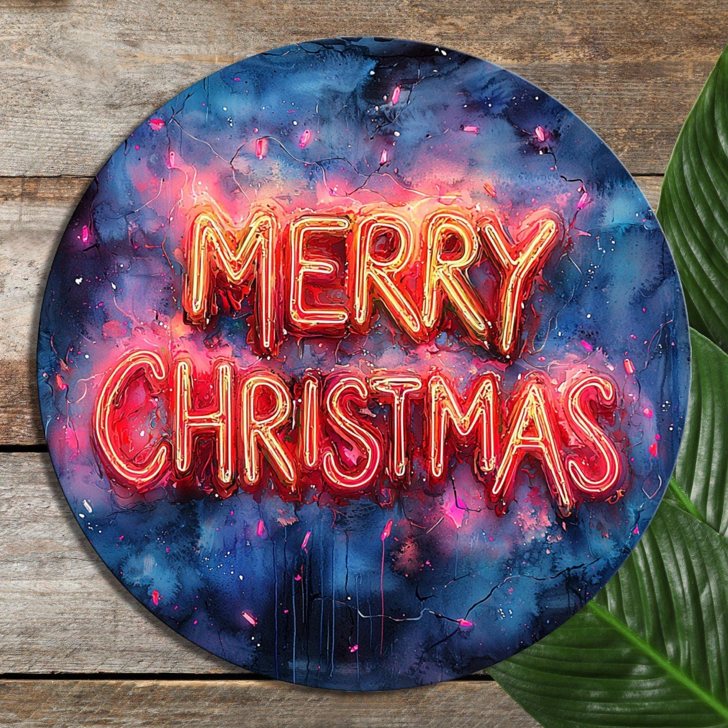 Merry Christmas Glass Cutting Board 8-inch Round Trivet Charcuterie Board Gift for Her Mom Kitchen Decor