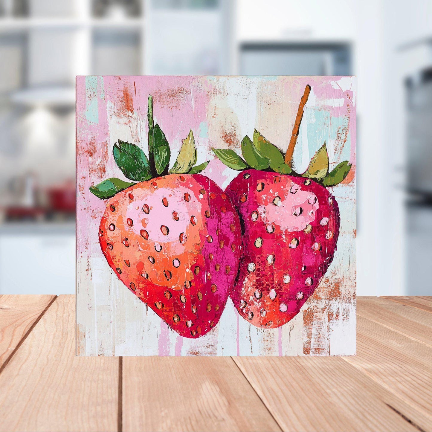 Strawberries Fridge Magnet 2-inch Strong Refrigerator Magnet Kitchen Decor Dopamine Ceramic Tile Art Gift for Her fridgescaping